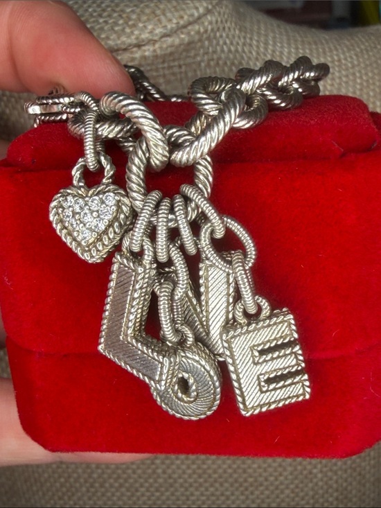 Judith Ripka Jewelry - Judith Ripka Sterling Silver LOVE Charm Bracelet with Pave Heart 6 1/2 inches
